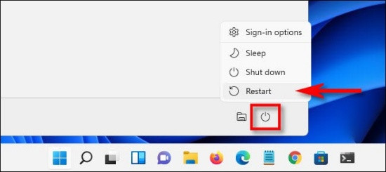 Khởi động lại máy tính Win 11